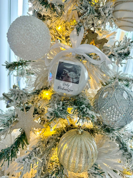 Personalised Any Photo & Wording Christmas Clear Feather Bauble