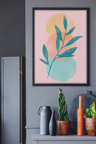 Colourful Plant Minimalist Illustration Home Wall Decor Print