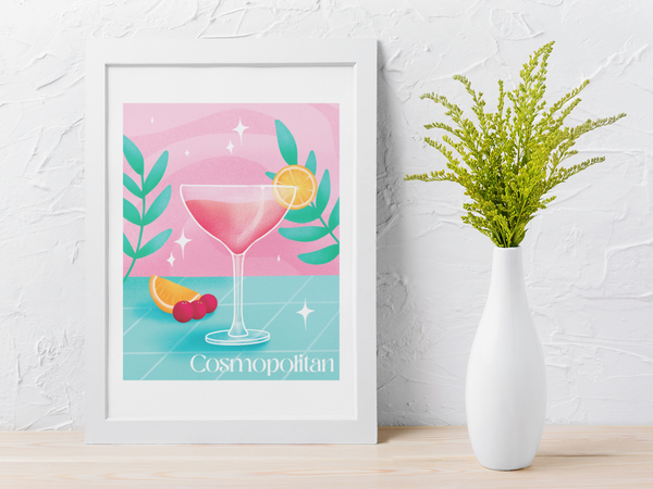Retro Cosmopolitan Drink Alcohol Wall Decor Print