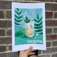 Retro Mojito Drink Alcohol Wall Decor Print