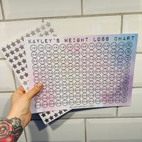 Personalised Name Weight Loss Tracker Chart - 10 stone - Comes with Star Stickers - Weight Loss Motivation - A4 laminated - Pastels