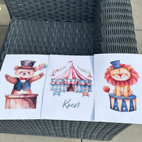 Circus Bear Lion Tent Children's Wall Bedroom Decor Set Of 3 Prints