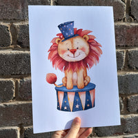 Circus Bear Lion Tent Children's Wall Bedroom Decor Set Of 3 Prints