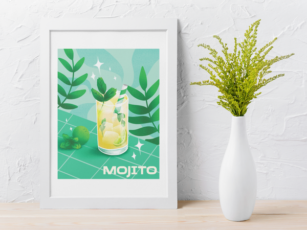 Retro Mojito Drink Alcohol Wall Decor Print