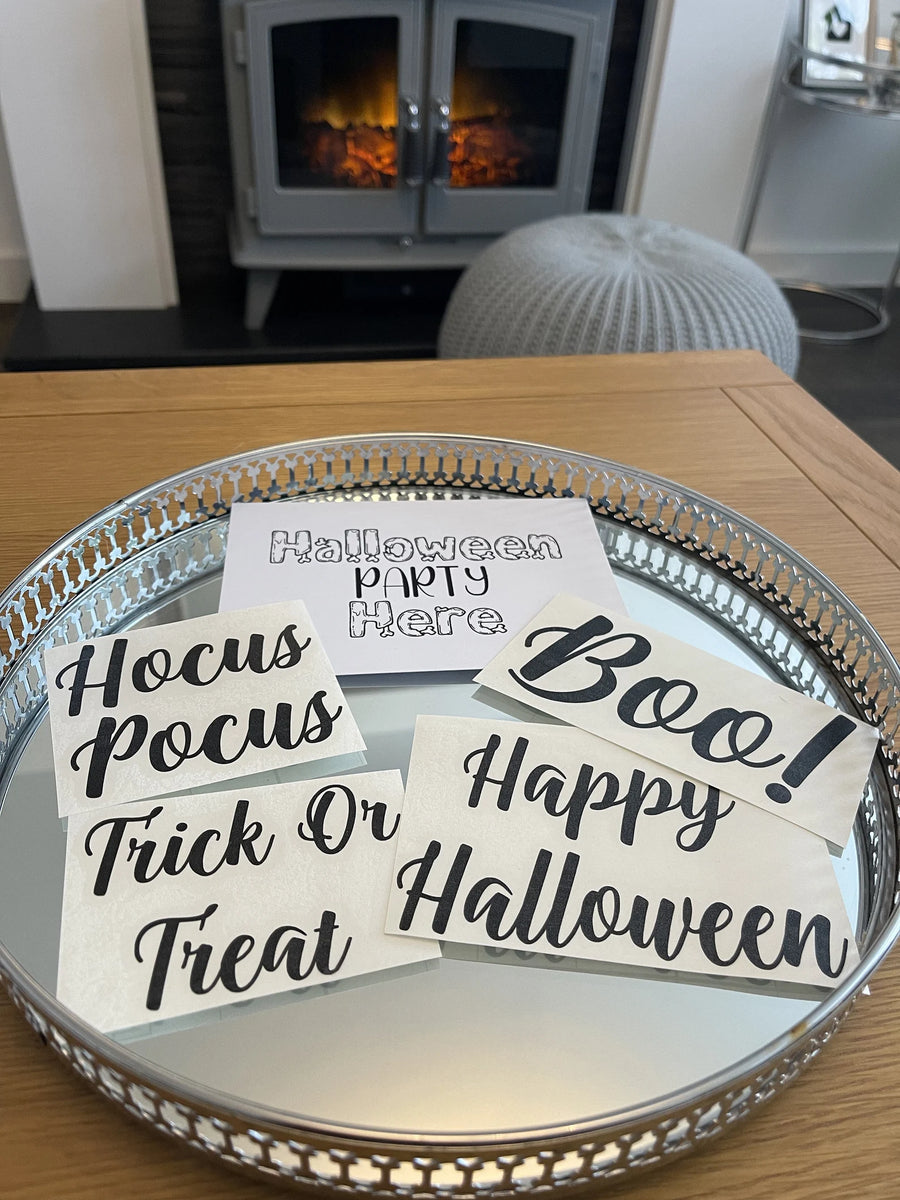 Sets Of 3/4 Black Assorted Font Or Face Halloween Pumpkin Window Door