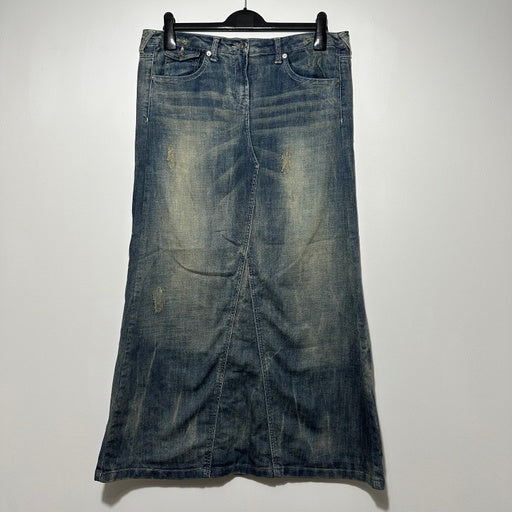 Next Ladies Skirt Maxi Blue Size 14 Cotton Blend Midi Denim