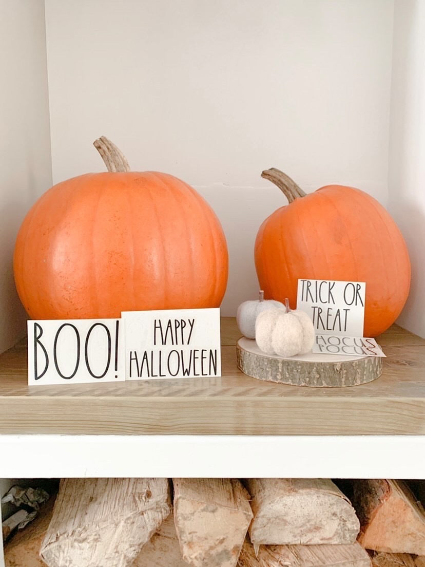 Set Of 4 Black Cami Font Halloween Pumpkin Window Door Halloween Stick