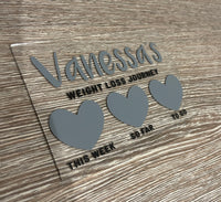 Personalised Name 10x15cm Magnetic Clear Acrylic Heart Whiteboard Weight Loss Journey Sign Plaque & Drywipe Pen