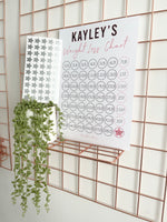 Personalised A4 Pink & Black Weight Loss Chart Tracker Print - st. lb Units - Laminated With Stars