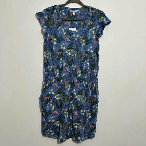 Next Ladies Dress T-Shirt Dress  Blue Size 14 100% Cotton   Short  Jungle Print