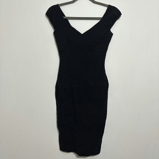 Jane Norman Black Bodycon Dress Size 8 Viscose Knee Length