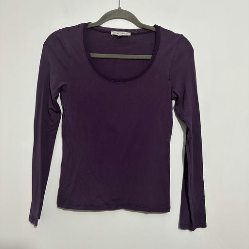 Laura Ashley Ladies Top T-Shirt Purple Size 8 Viscose Long Sleeve
