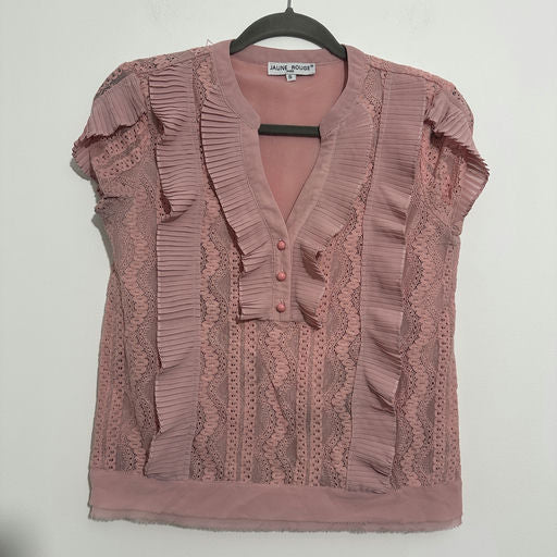 Jaune Rouge Ladies Top  Blouse Pink Size S Small Polyester  Short Sleeve