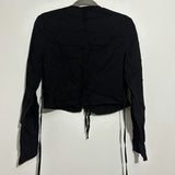 Topshop Black Viscose Long Sleeve Tie Up Blouse Size 10
