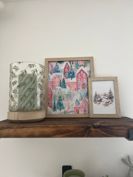 Pink Christmas Collage 2023 Winter Christmas Seasonal Wall Home Decor Print