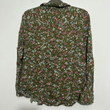 Topshop Green Floral Viscose Shirt Size 10 Long Sleeve Casual Ladies