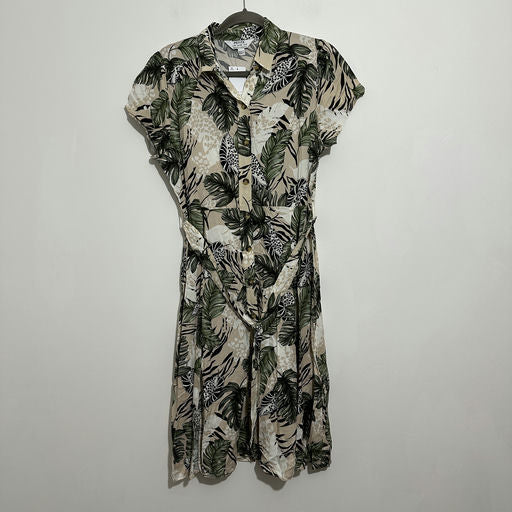 Dorothy Perkins Dress Shirt Multicoloured Size 14 Viscose Knee Length Tropical L