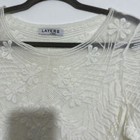 Layers Paris Ladies Top  Blouse Ivory Size M Medium Polyester  Long Sleeve   Lac