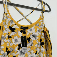 Dorothy Perkins Ladies Top  Tank Yellow Size 12 Viscose  Sleeveless   Floral