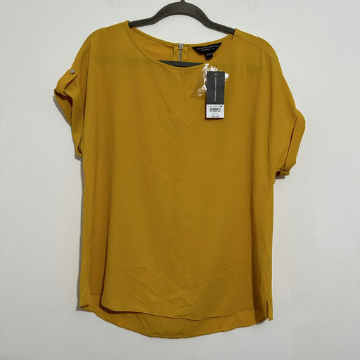Dorothy Perkins Yellow Blouse Top Size 14 Polyester Short Sleeve