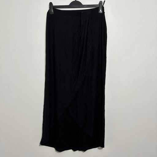 Next Ladies Black Wrap Skirt Size 12 Midi Polyester Stretch