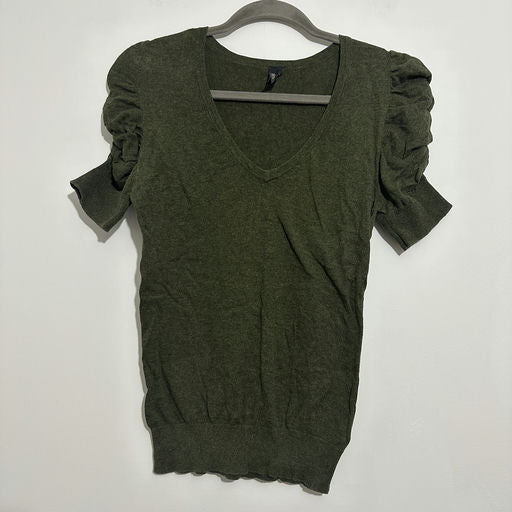 Topshop Green T-Shirt Size 10 100% Cotton Short Sleeve Ladies Top