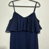 Dorothy Perkins Ladies Dress Maxi  Blue Size 16 Viscose   Midi  Navy Chiffon Str