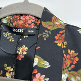 Oasis Floral Black Kimono Jacket Size 10 Polyester Ladies