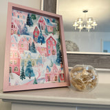 Pink Christmas Collage 2023 Winter Christmas Seasonal Wall Home Decor Print