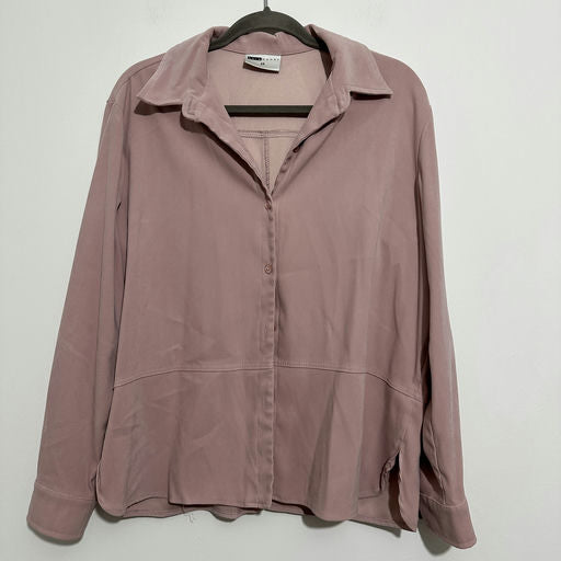 Sara Woman Ladies Shirt  Button-Up Pink Size 16 Polyester  Long Sleeve   Vintage