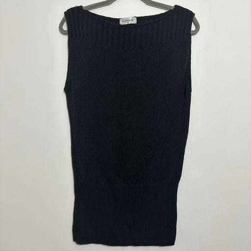 Topshop Black Jumper Pullover Size 10 100% Acrylic Crew Neck Knitted Long