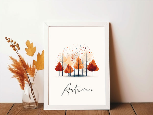 Autumn Watercolour Leaf Trees 2023 Seasonal Wall Home Decor Print