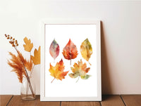 Autumn Watercolour Leaves 2023 Seasonal Wall Home Decor Print