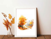 Autumn Watercolour Walk Scene 2023 Seasonal Wall Home Decor Print