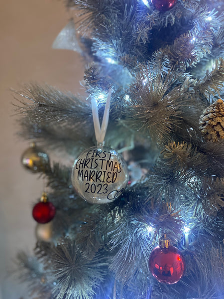 Personalised Any Wording Clear Feather Christmas Tree Hanging Decoration Bauble