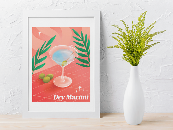 Retro Martini Drink Alcohol Wall Decor Print