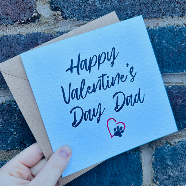 Happy Valentines Dad OR Mum Pet Dog Cat Valentines Day Funny Humorous Hammered Card & Envelope
