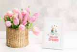 Hello Spring Bunny On Bike 2024 Spring Easter Seasonal Wall Home Decor Print