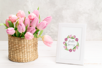 Hello Spring Tulip Wreath 2024 Spring Easter Seasonal Wall Home Decor Print