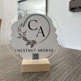 Custom Create Own Design Circle Acrylic Plaque Sign With Wooden Base
