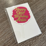 Personalised Wording 10cm Circle Acrylic Birthday Cake Topper