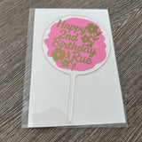 Personalised Wording 10cm Circle Acrylic Birthday Cake Topper