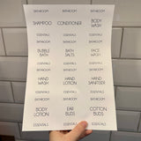 Bathroom Waterproof White Sticker Bundle Fine Font - 6.35cm x 7.2cm / 12 Labels