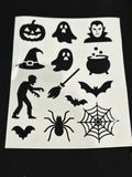 Sets Of 3/4 Black Assorted Font Or Face Halloween Pumpkin Window Door Halloween Sticker Labels