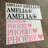 Personalised Name Set Of 4 School Water Bottle & Lunch Box Sticker Labels - Football Or Hearts