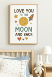 Love You to the Moon and Back – Space Theme Nursery Wall Art with Rocket & Stars