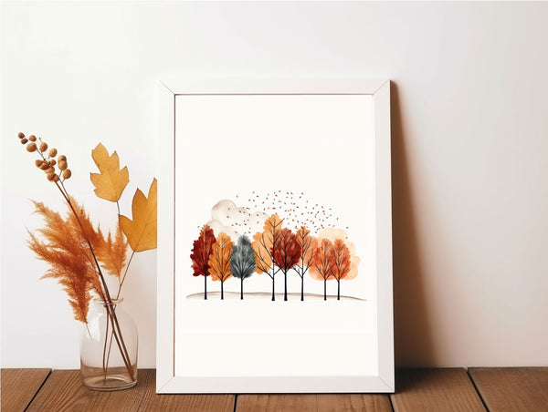 Minimalist Autumn Trees 2023 Seasonal Wall Home Decor Print