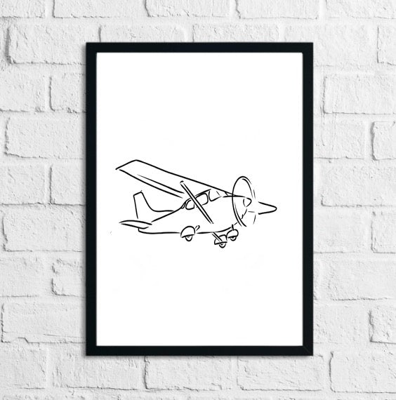 Light Single Engine Aircraft and Pilot Abstract Landscape Home Decor Print