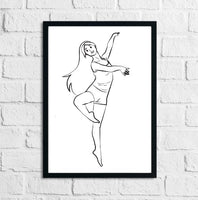 Ballet Dancer Pose Exercise Line Vector Illustration Home Decor Print