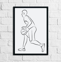 Basketball Star Line Art Home Decor Print